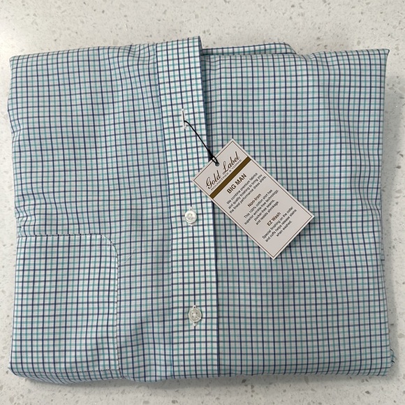 Gold Label Roundtree & Yorke Blue Stripe Dress Shirt Big & Tall Neck 20 … - Picture 6 of 9